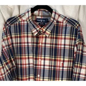 Polo Ralph‎ Lauren McMeel Men's Long Sleeve Plaid Button Down 2XL/XXL Pocket